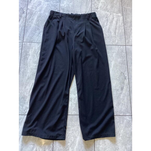 Halara Pants Womens XL Black Wide Leg Pull On Elastic Waist Pockets Stretch - Picture 1 of 4